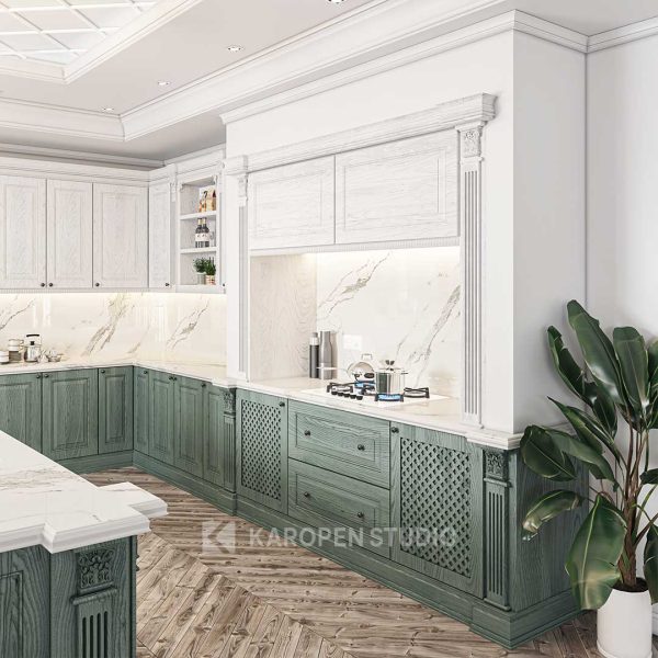 نمونه طراحی کلاسیک کابینت آشپزخانه