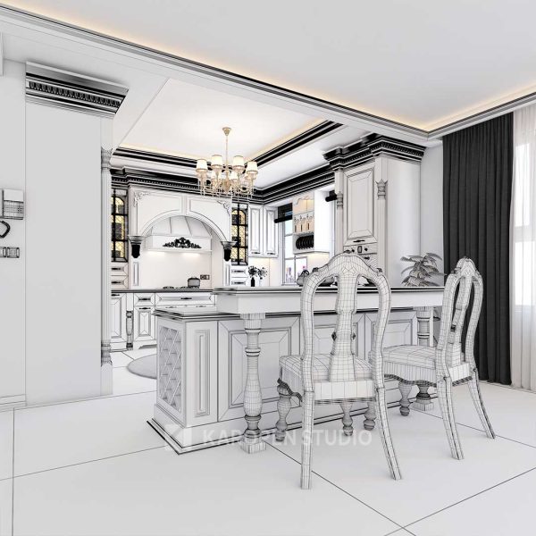 نمونه طراحی کابینت سبک کلاسیک کاروپن استودیو
